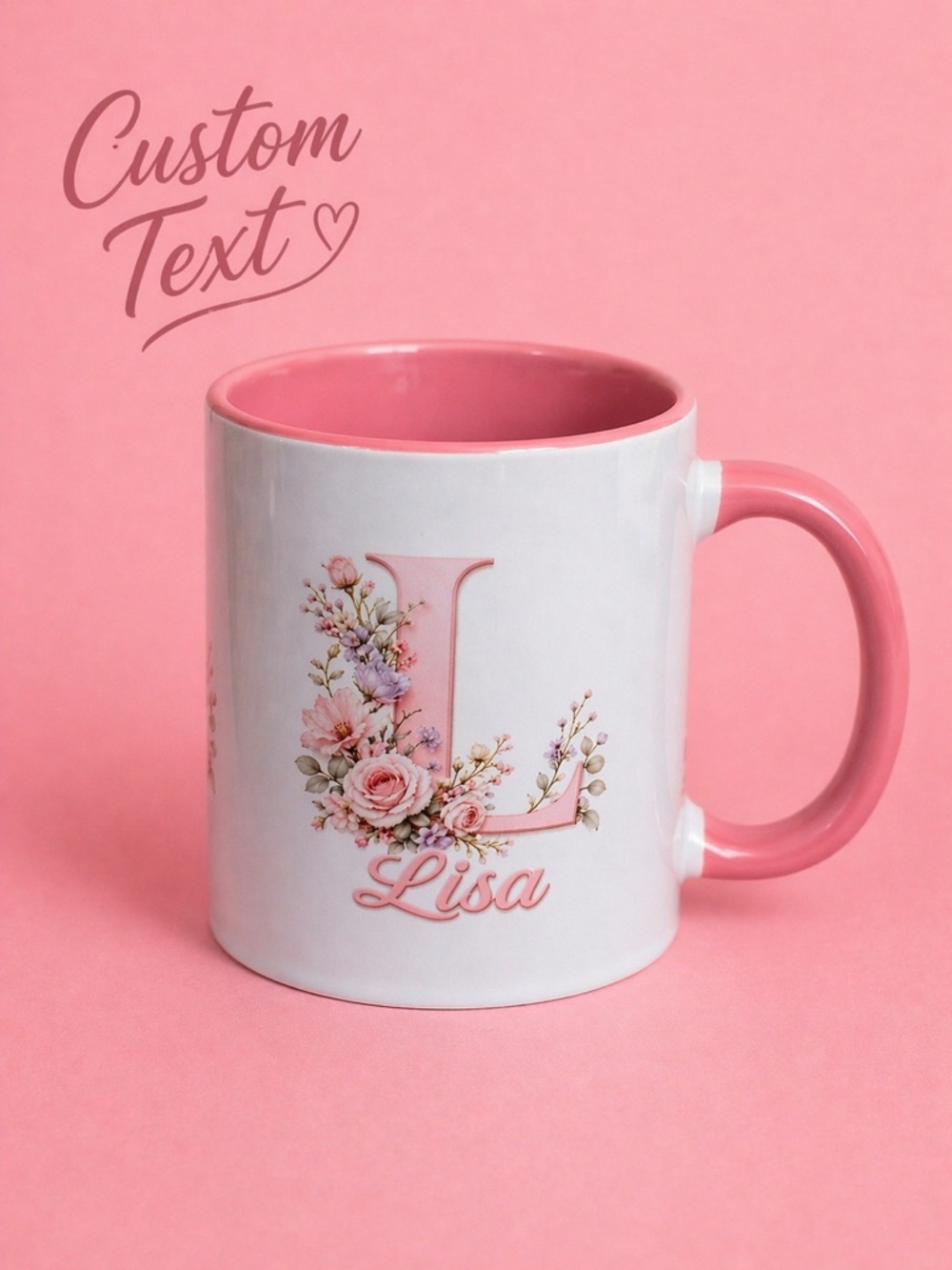 Custom Floral Initial & Name 12 Oz Mug
